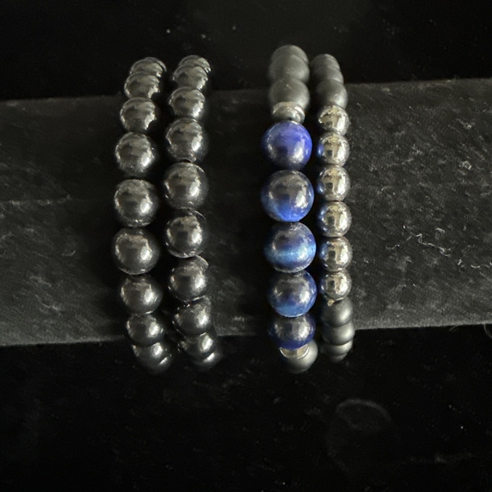 4 PC Handmade Bohemian Beaded Cyanite Bracelet Set 5619